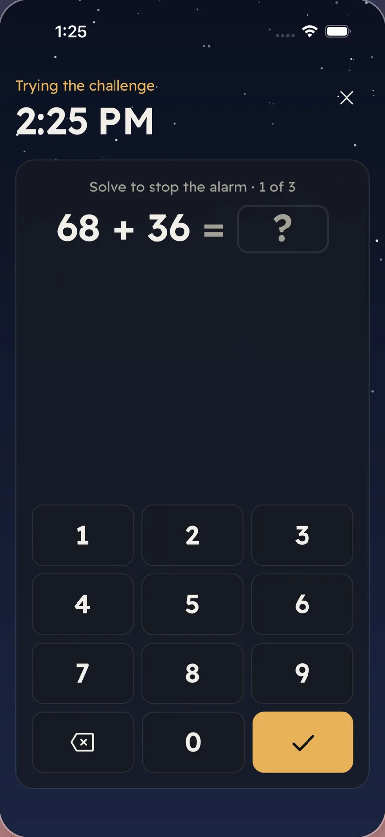 Al-Murshid Fajr Rise alarm asking for a sum to be solved before it stops